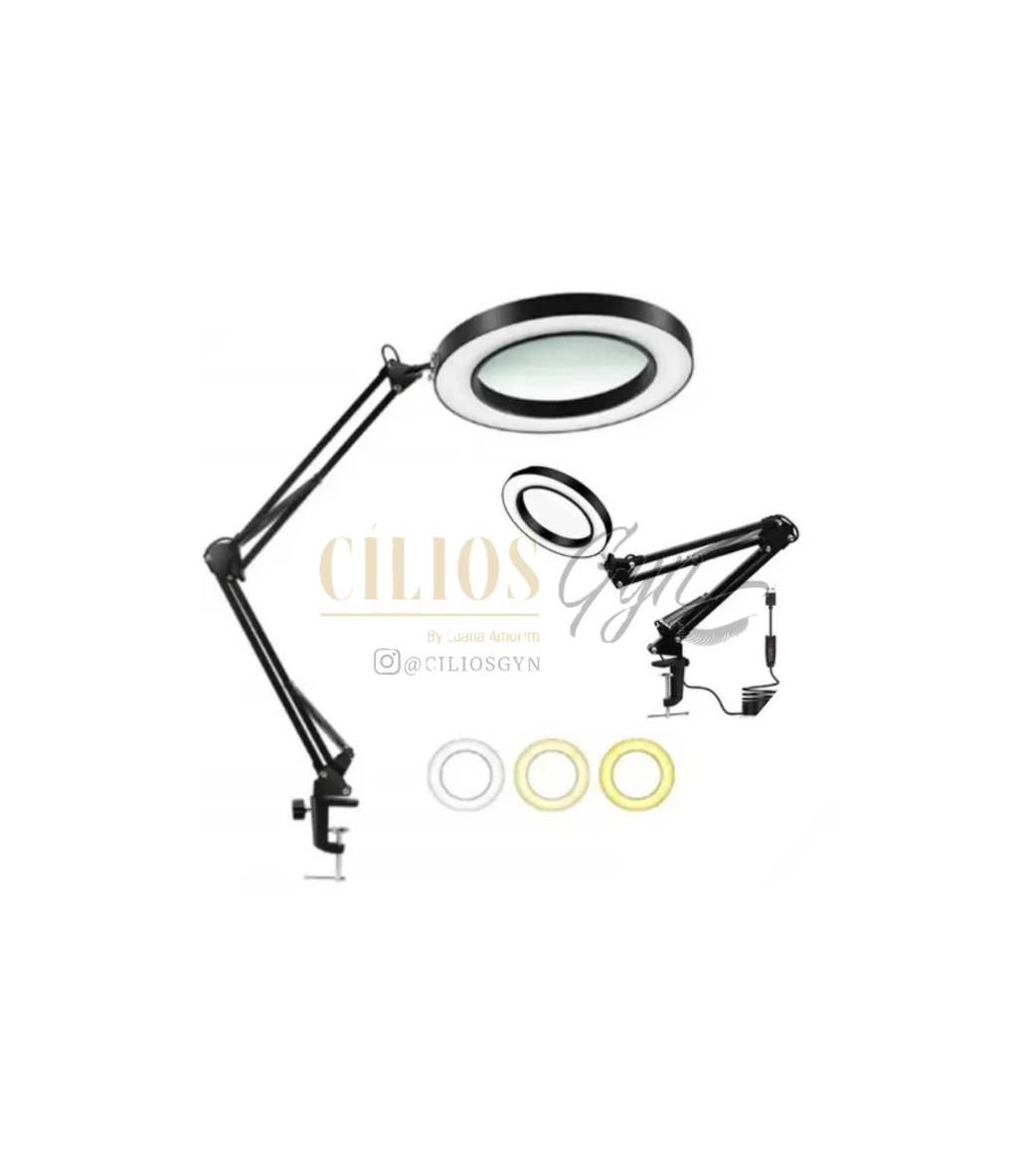 RING LIGHT MESA PEQUENA COM LENTE DE AUMENTO