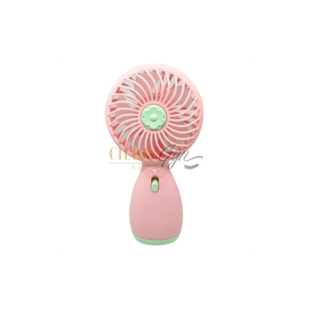 VENTILADOR ROSA FLOR VERDE